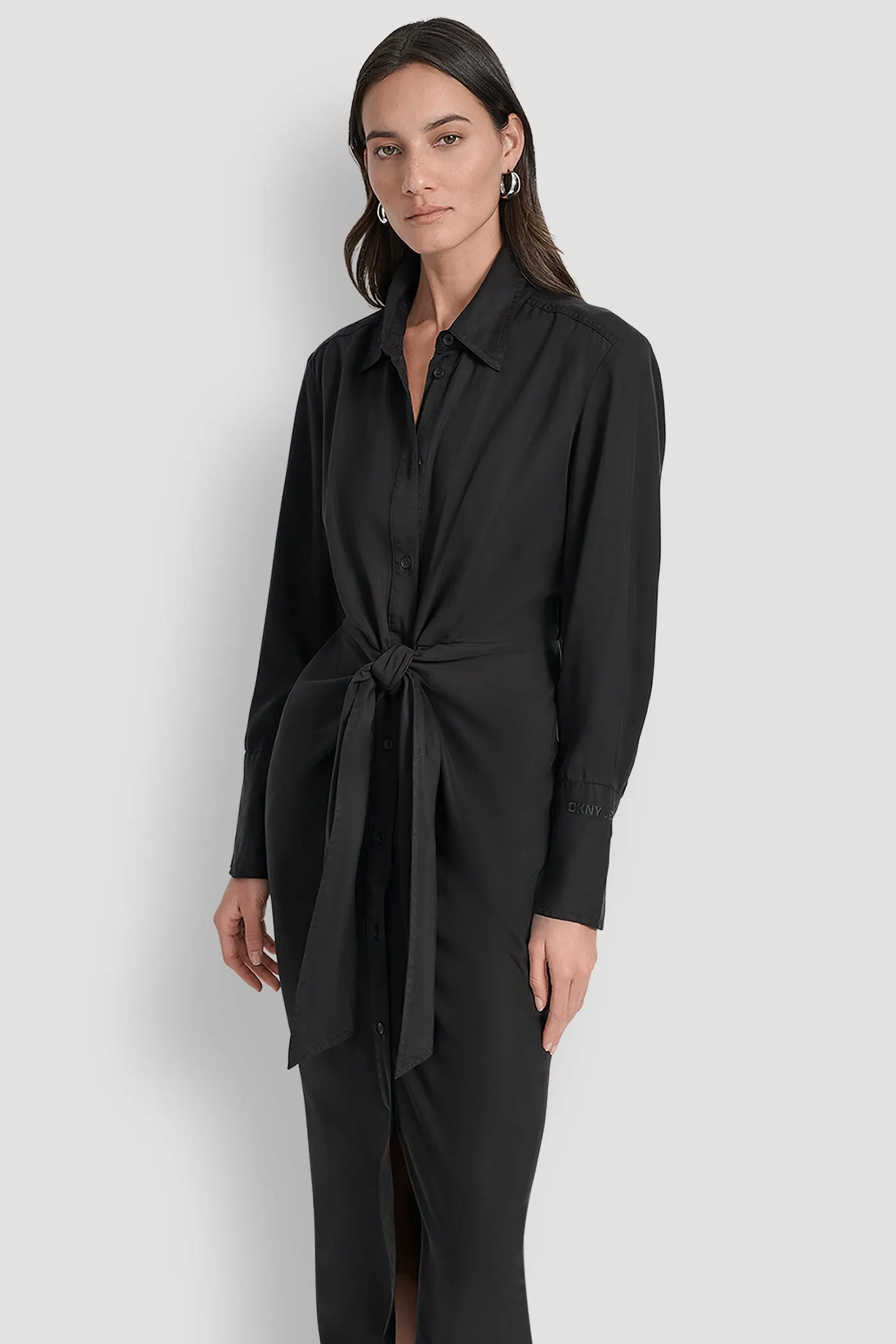 GARMENT DYE LONG SLEEVE BUTTON FRONT SHIRT DRESS sold by DKNY product image thumbnail 3