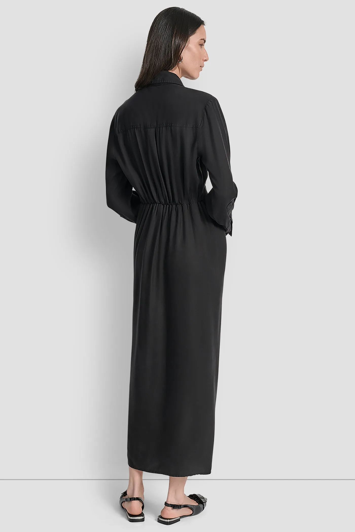 GARMENT DYE LONG SLEEVE BUTTON FRONT SHIRT DRESS sold by DKNY product image thumbnail 2