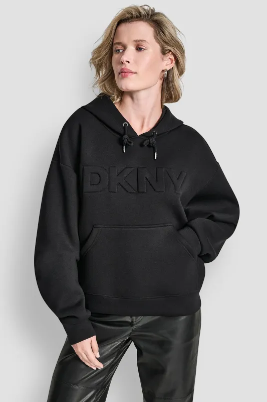 LOGO EMBOSSED SCUBA HOODIE sold by DKNY