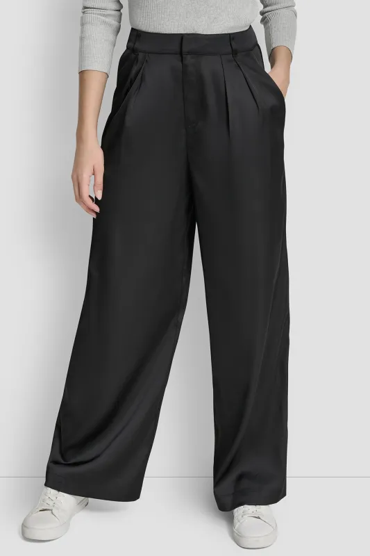 HIGH RISE PLEATED WIDE LEG TROUSER sold by DKNY