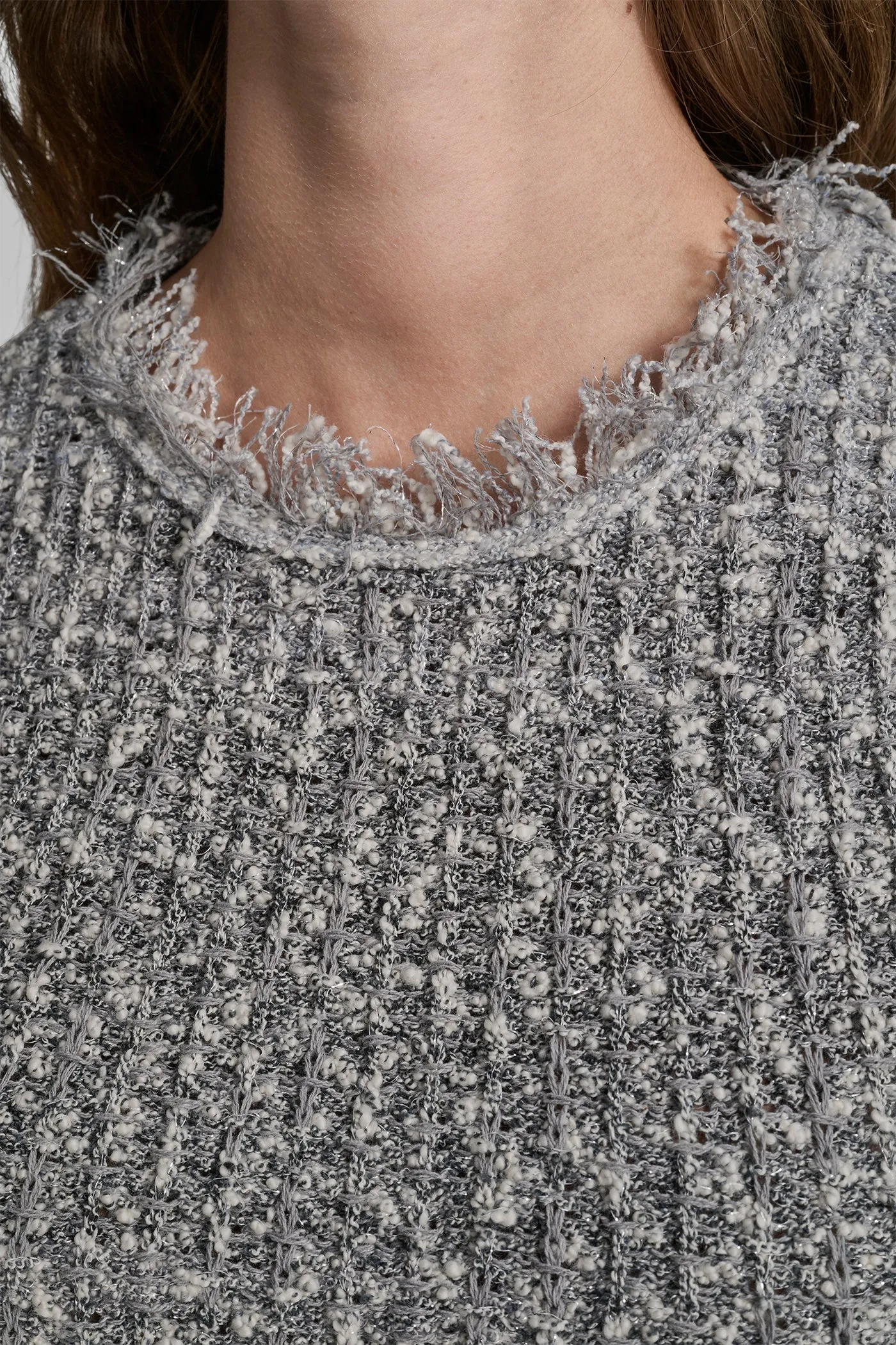 TWEED FRINGE SWEATER WITH LOGO CHARM sold by DKNY product image thumbnail 4