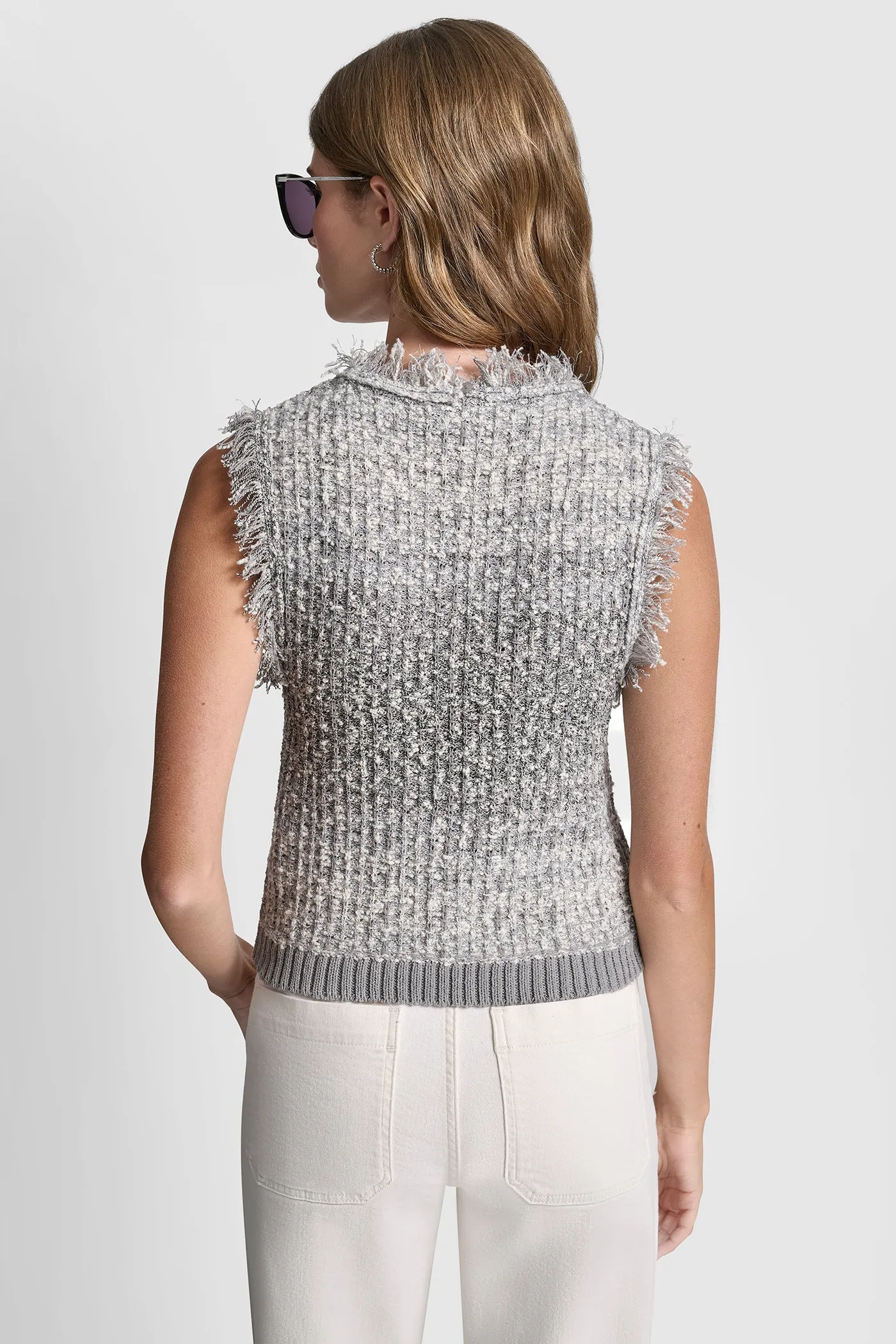 TWEED FRINGE SWEATER WITH LOGO CHARM sold by DKNY product image thumbnail 2