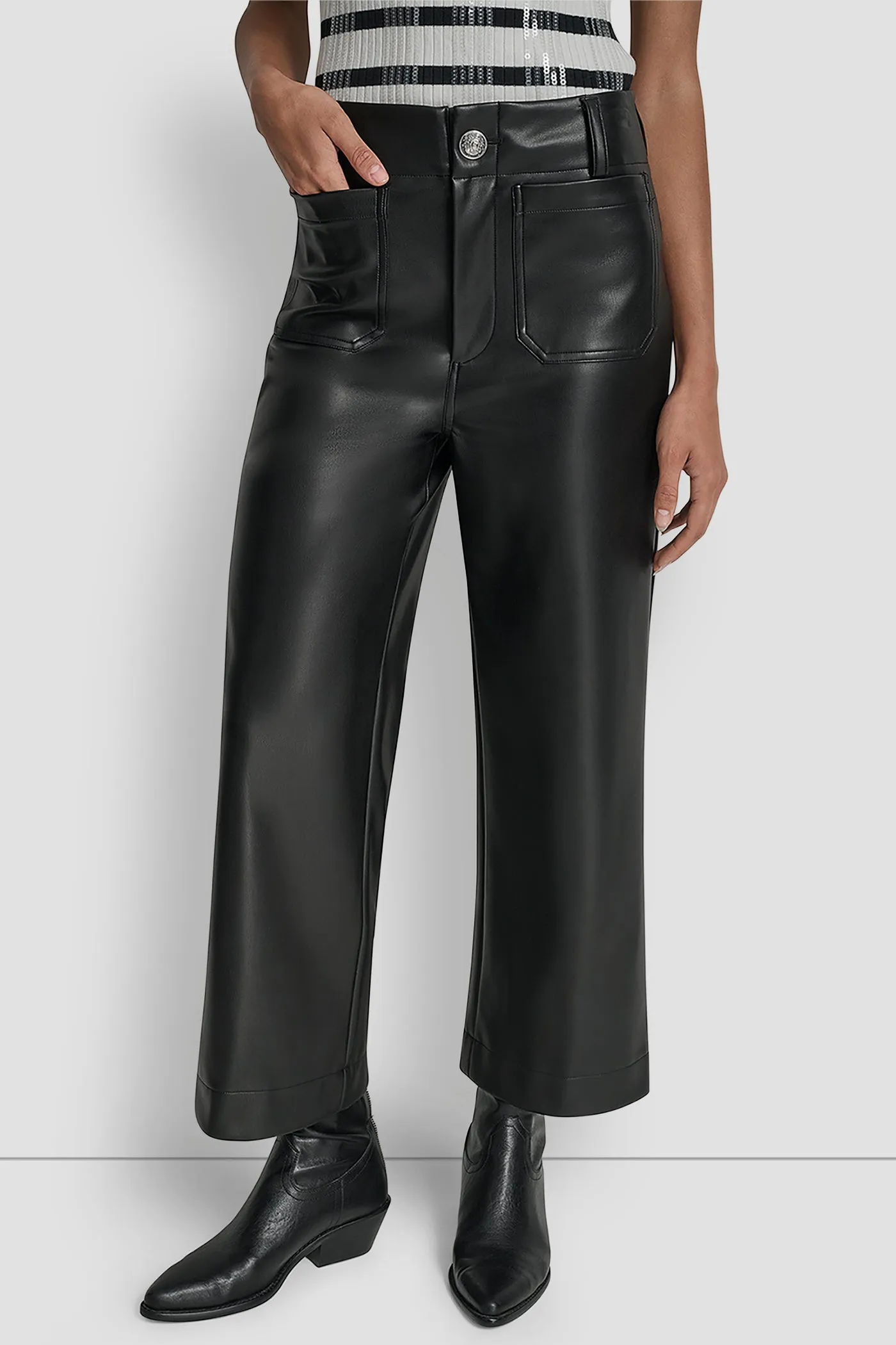 HIGH RISE CROPPED WIDE LEG PANT sold by DKNY