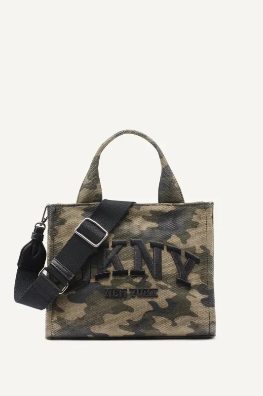 HADLEE SMALL LOGO EMBROIDERED CAMO TOTE sold by DKNY