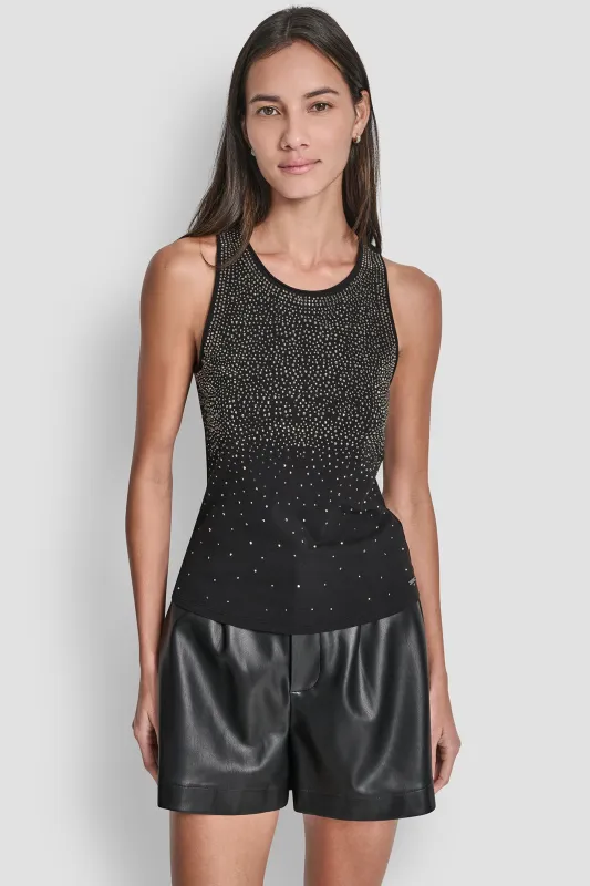 RHINESTONE OMBRE EMBELLISHED TANK sold by DKNY