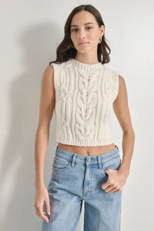 CHUNKY CABLE MOCK NECK VEST sold by DKNY