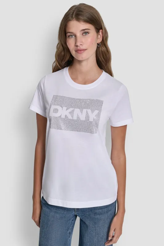 DKNY BOX RHINESTONE LOGO TEE sold by DKNY