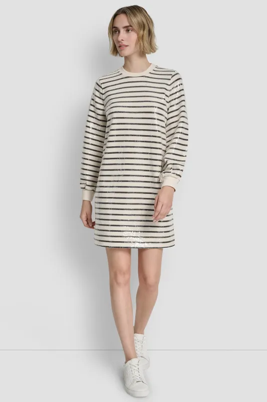 SEQUIN PLEATED SWEATSHIRT DRESS sold by DKNY
