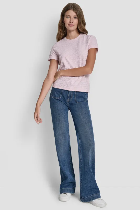 LOGO JACQUARD SHORT SLEEVE CREW NECK TEE made by DKNY