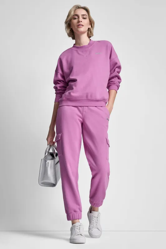 METALLIC BUBBLE LOGO FLEECE PULLOVER sold by DKNY