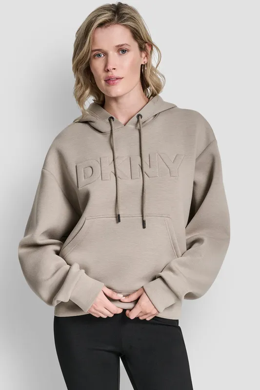 LOGO EMBOSSED SCUBA HOODIE sold by DKNY
