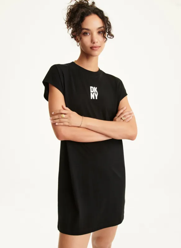 PUFF LOGO T-SHIRT DRESS sold by DKNY