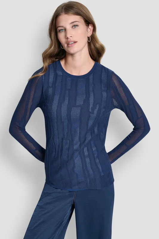 LAYERED MIXED STITCH SWEATER made by DKNY