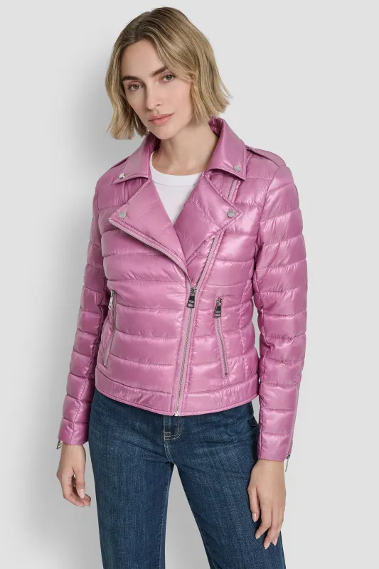 MOTO STYLE LIGHT WEIGHT PUFFER JACKET sold by DKNY