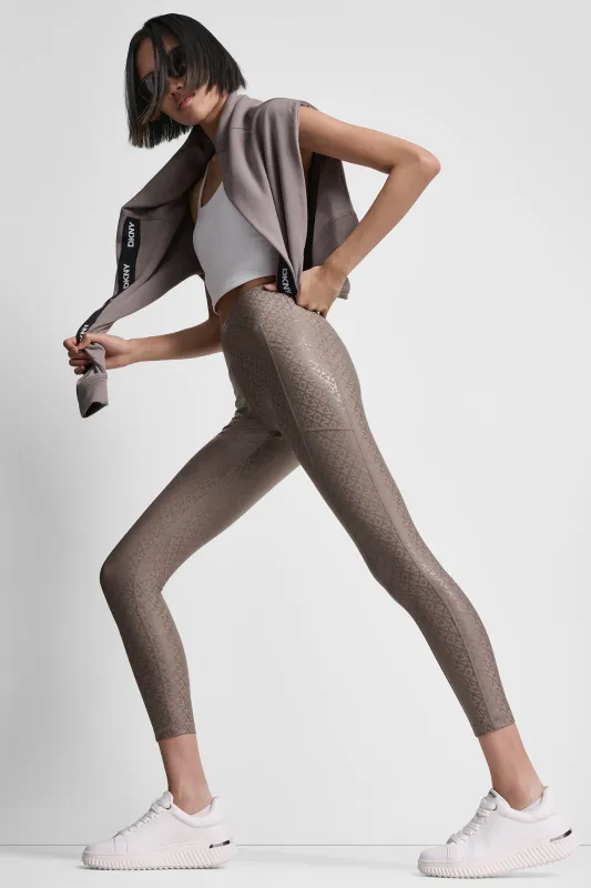 HIGH-RISE LOGO-JACQUARD 7/8-LENGTH ELEVATE LEGGING sold by DKNY