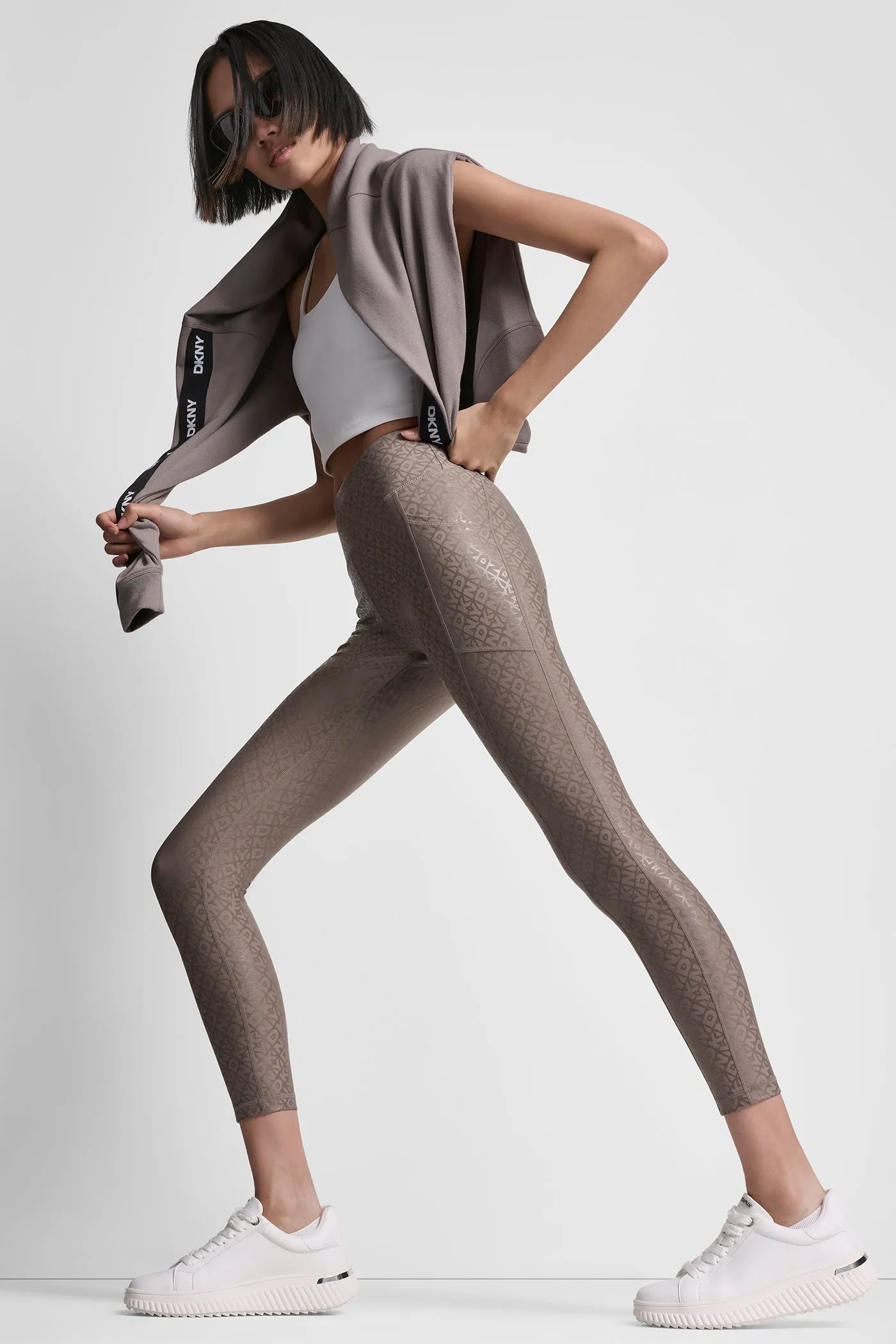 HIGH-RISE LOGO-JACQUARD 7/8-LENGTH ELEVATE LEGGING sold by DKNY