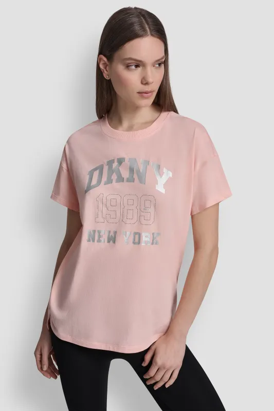 DKNY NY 1989 LOGO RHINESTUD LOGO TEE sold by DKNY