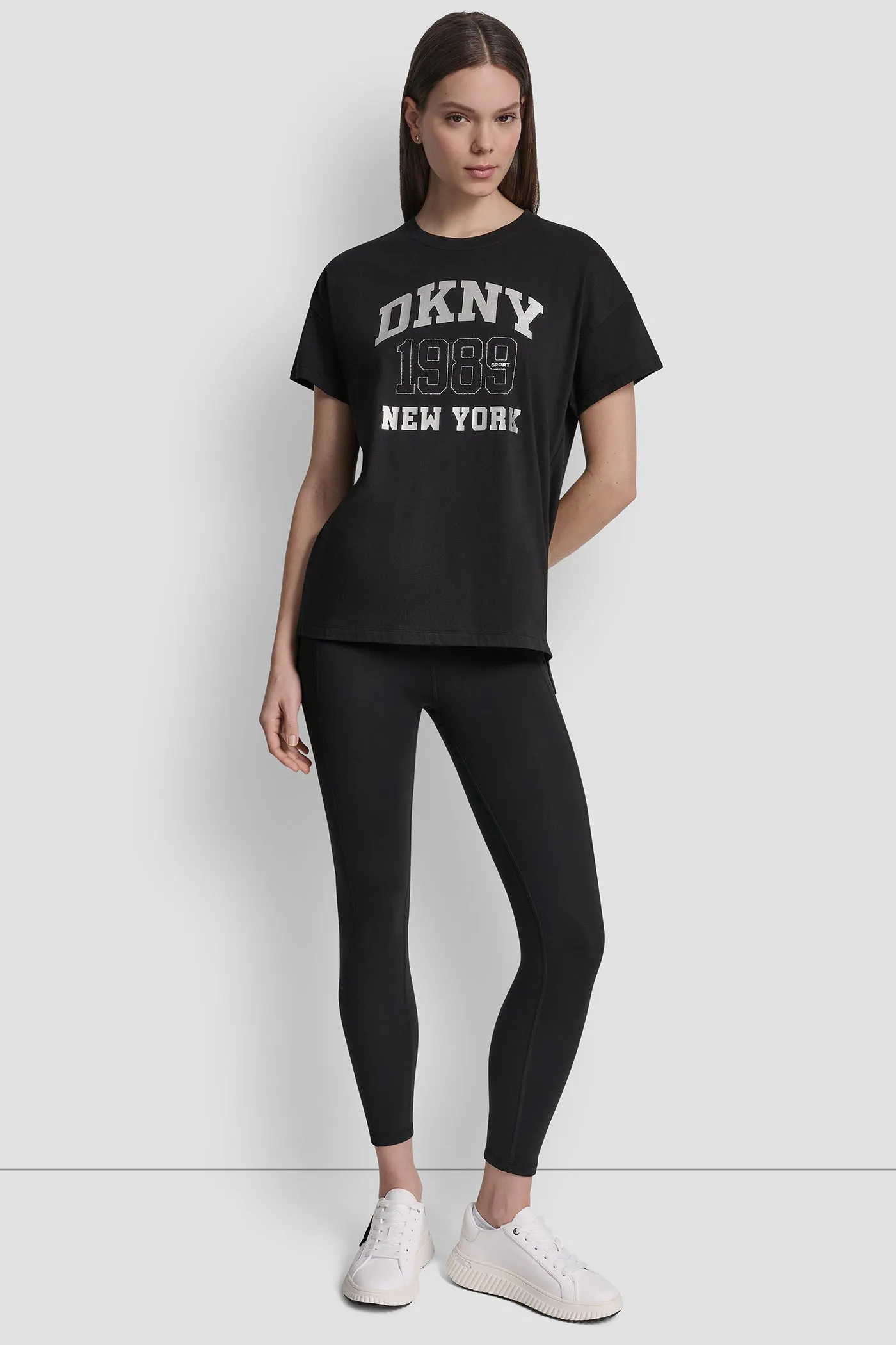 COTTON-JERSEY LOGO HIGH-LOW TEE sold by DKNY product image thumbnail 4
