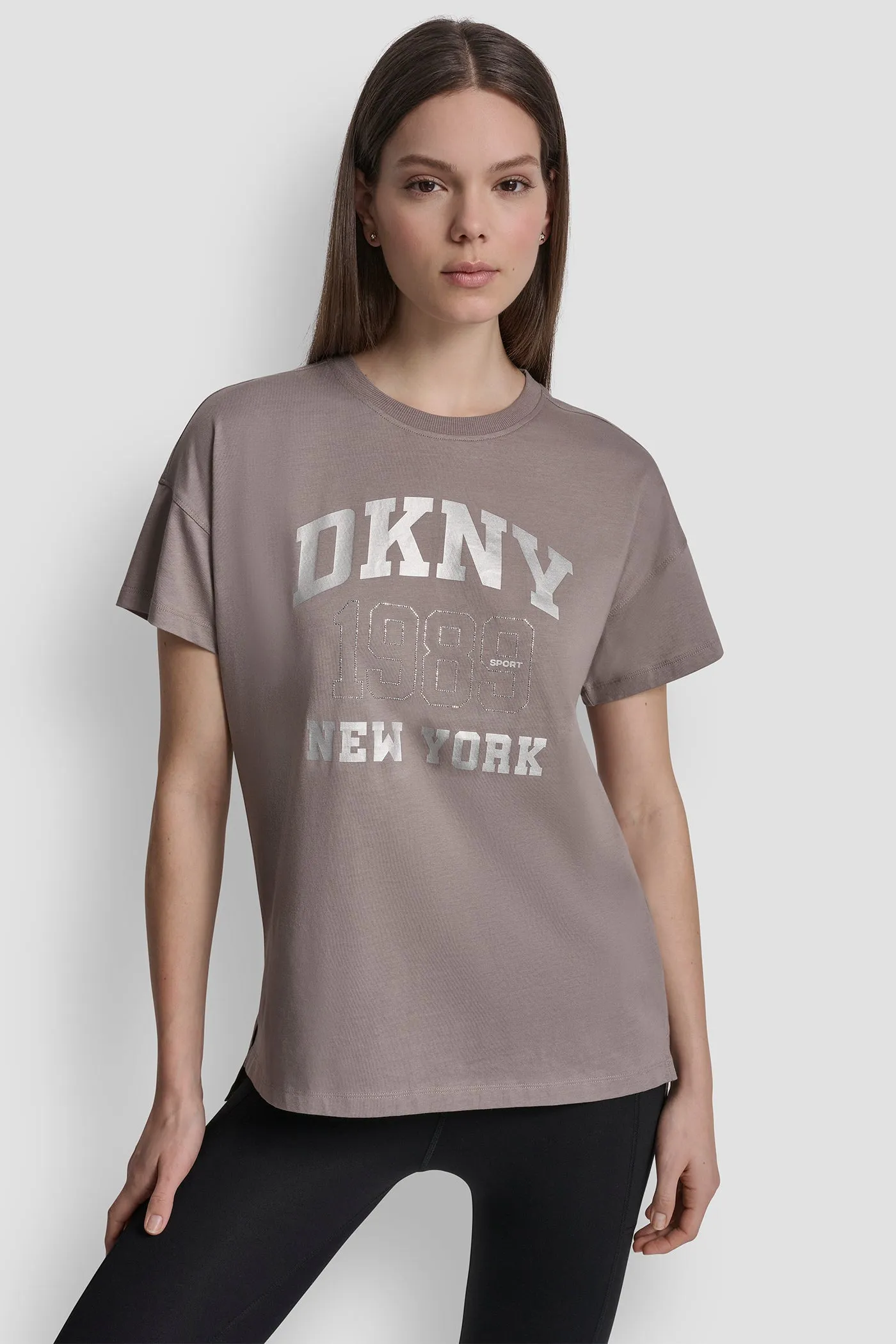 LOGO HIGH-LOW TEE sold by DKNY