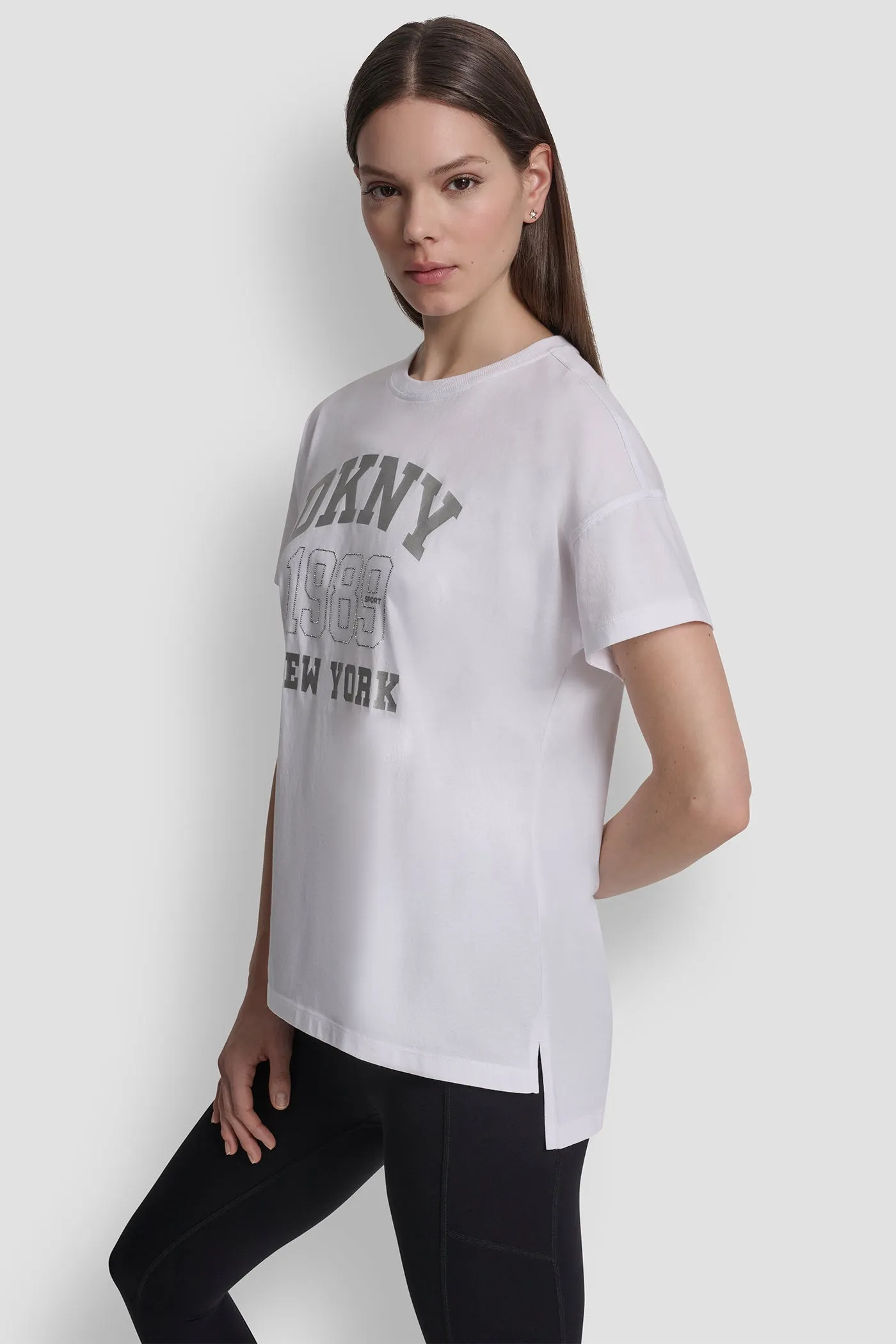 COTTON-JERSEY LOGO HIGH-LOW TEE sold by DKNY product image thumbnail 4