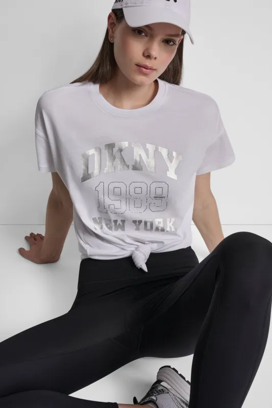 DKNY NY 1989 LOGO RHINESTUD LOGO TEE sold by DKNY