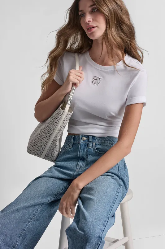DKNY STACKED EYELET LOGO TEE sold by DKNY
