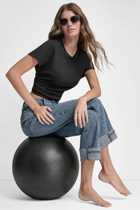 DKNY STACKED EYELET LOGO TEE sold by DKNY