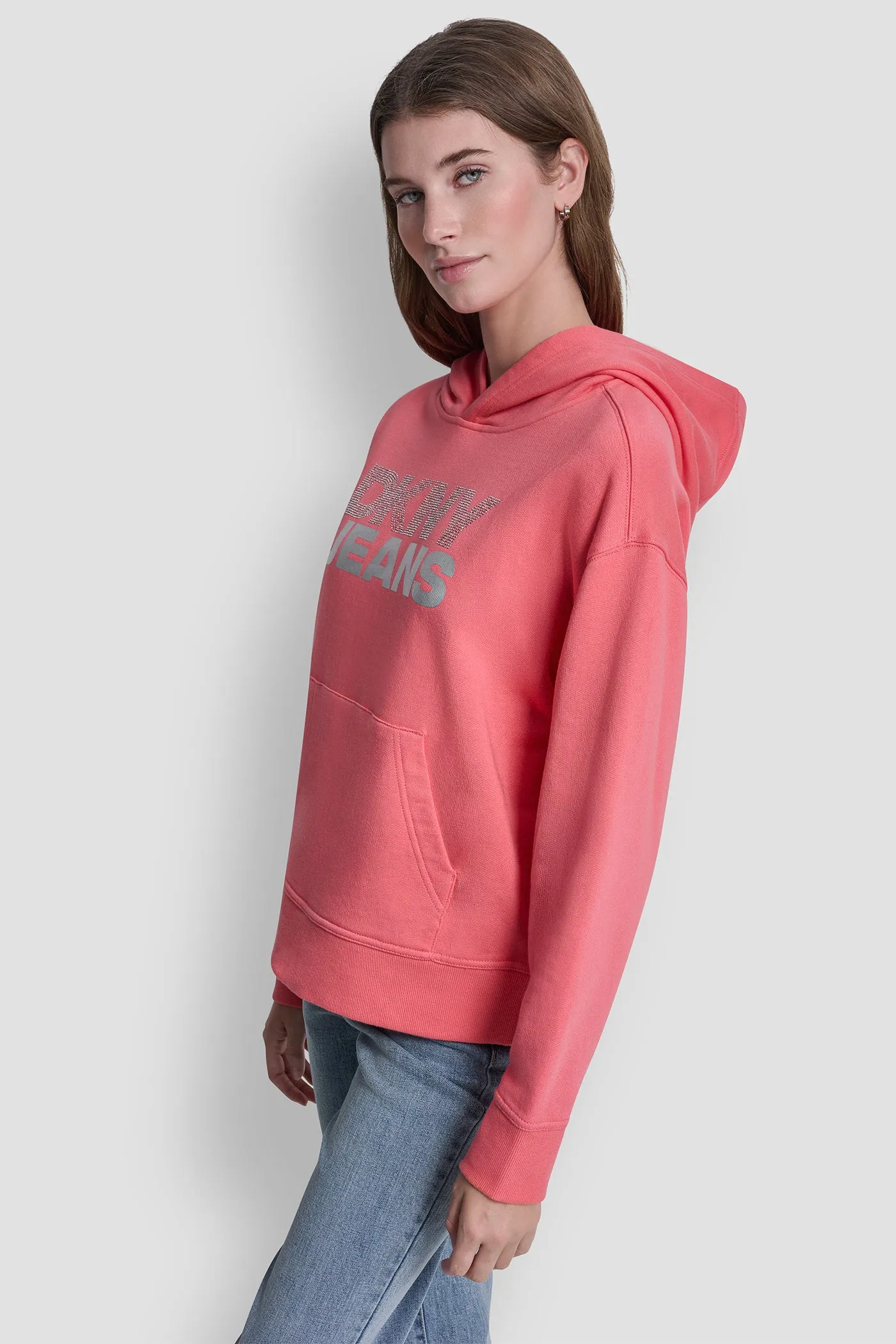 STACKED RHINESTONE FOIL LOGO HOODIE sold by DKNY product image thumbnail 2