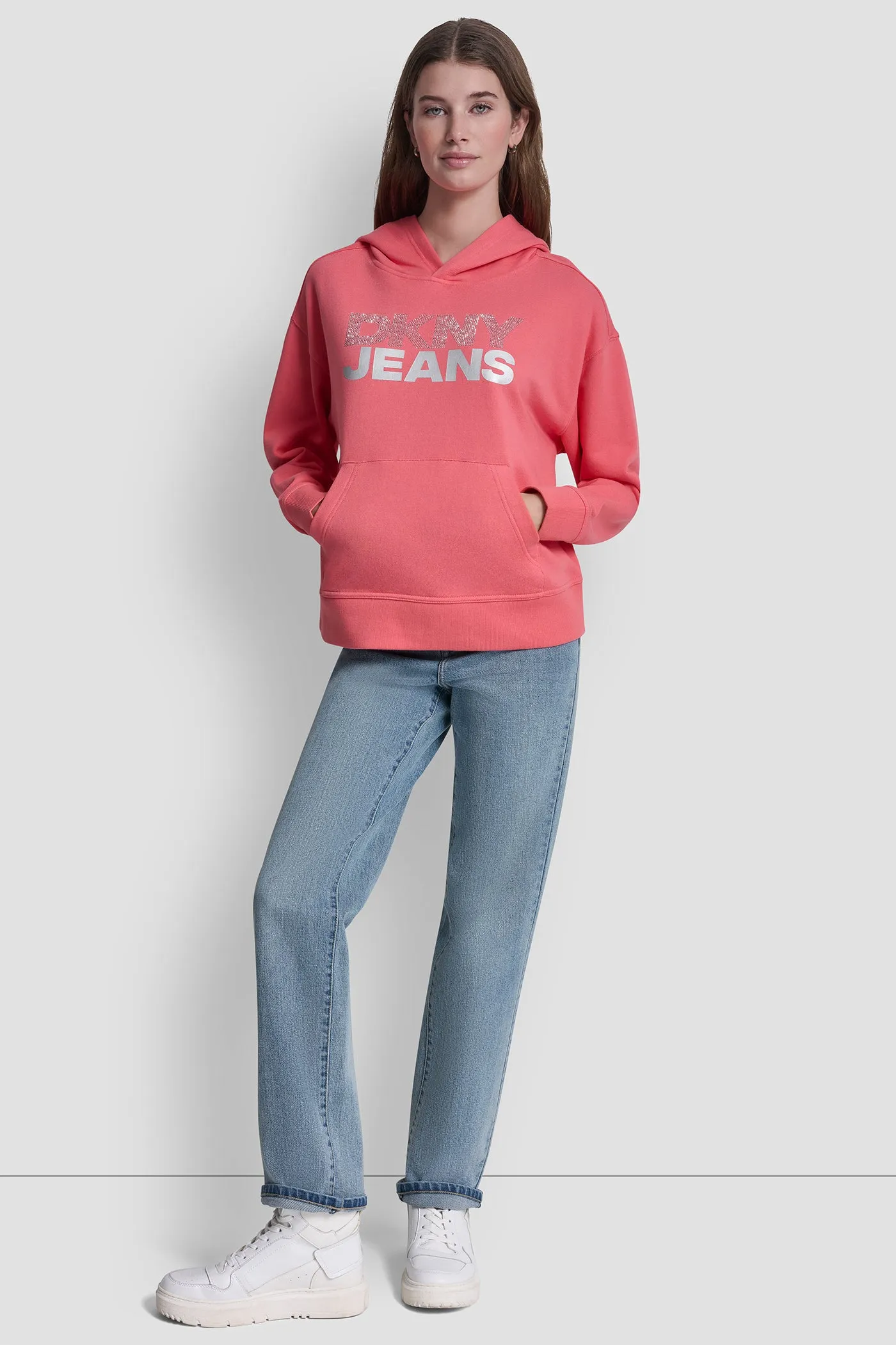 STACKED RHINESTONE FOIL LOGO HOODIE sold by DKNY product image thumbnail 5