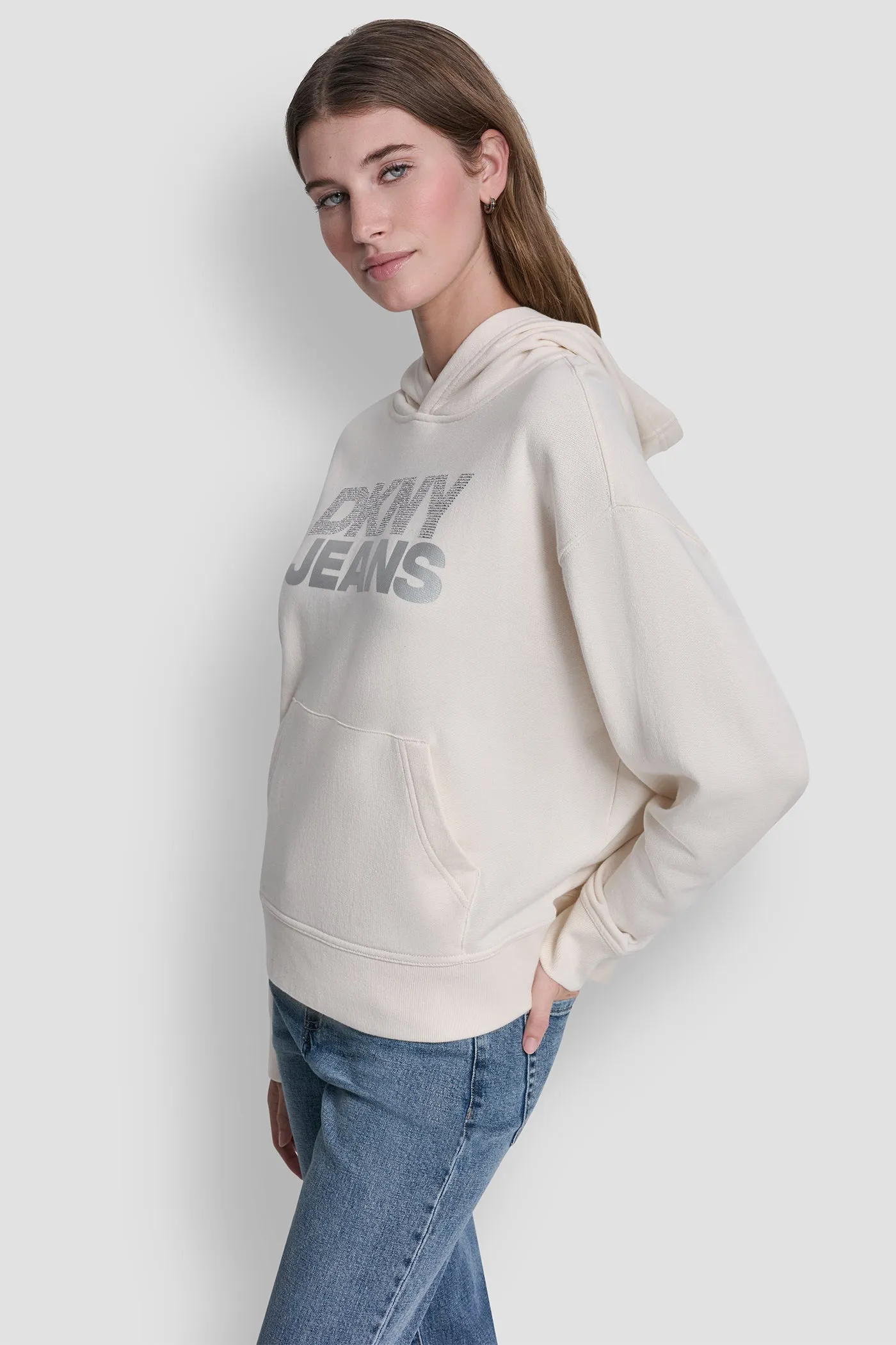 STACKED RHINESTONE FOIL LOGO HOODIE sold by DKNY product image thumbnail 3