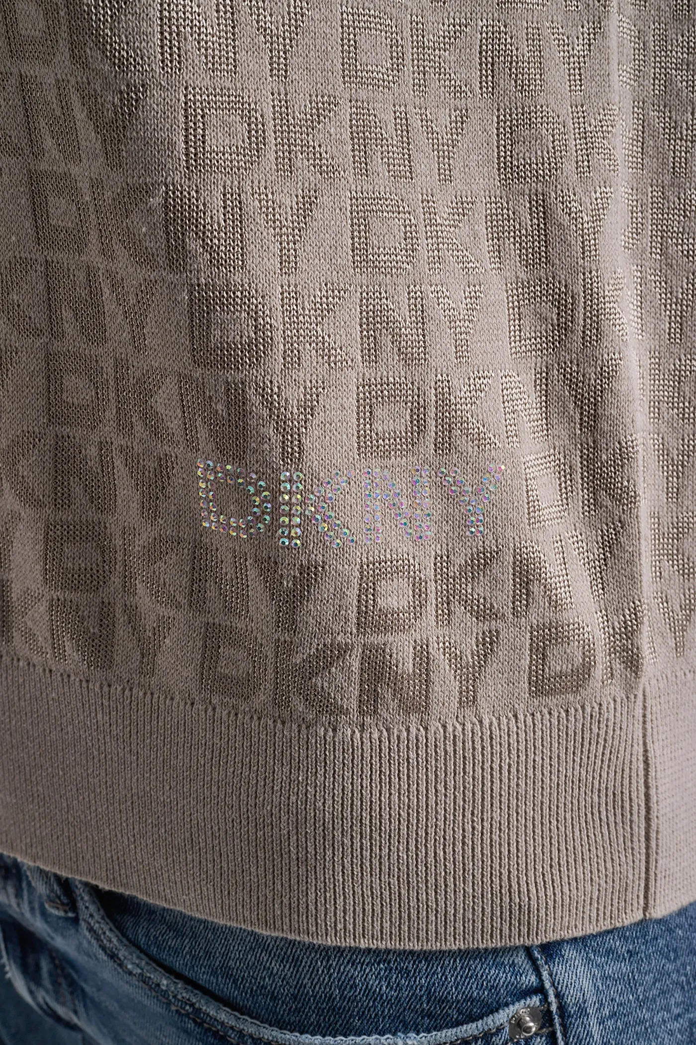 POLO COLLAR SWEATER WITH RHINESTONE LOGO sold by DKNY product image thumbnail 4