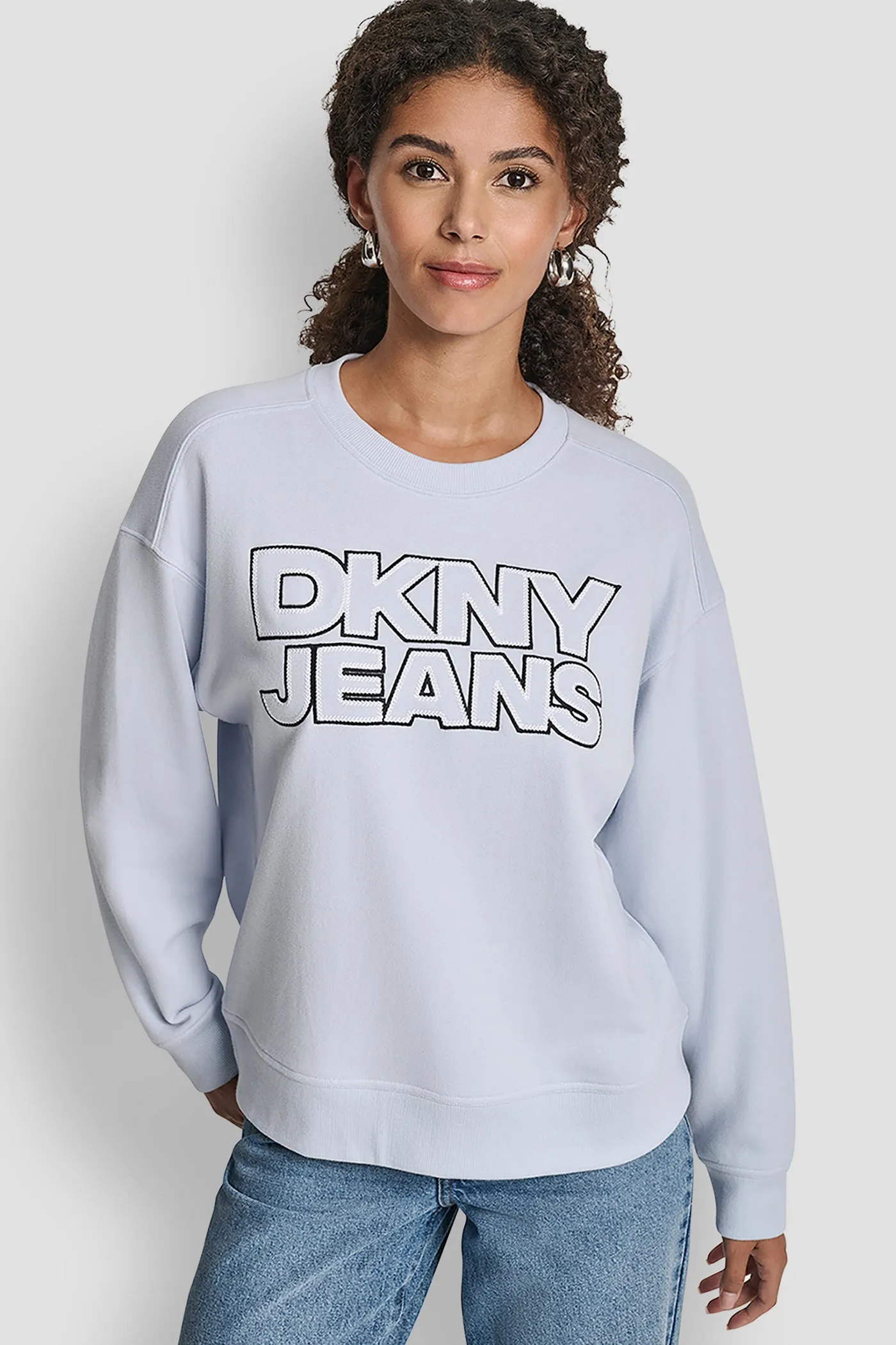 DKNY JEANS CHAINSTITCH OUTLINE LOGO CREW NECK SWEATSHIRT sold by DKNY