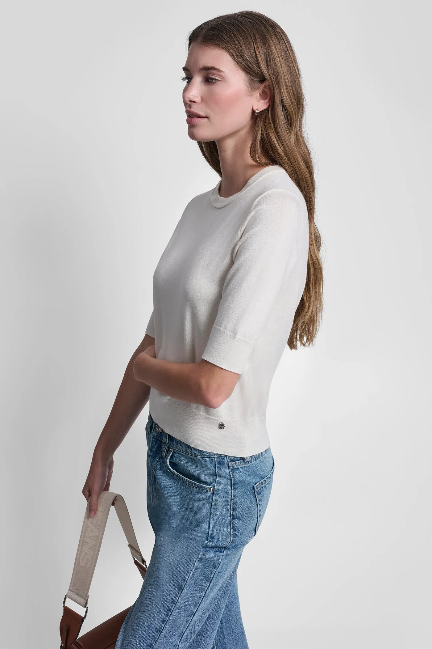 ELBOW SLEEVE CREW NECK SWEATER sold by DKNY product image thumbnail 3