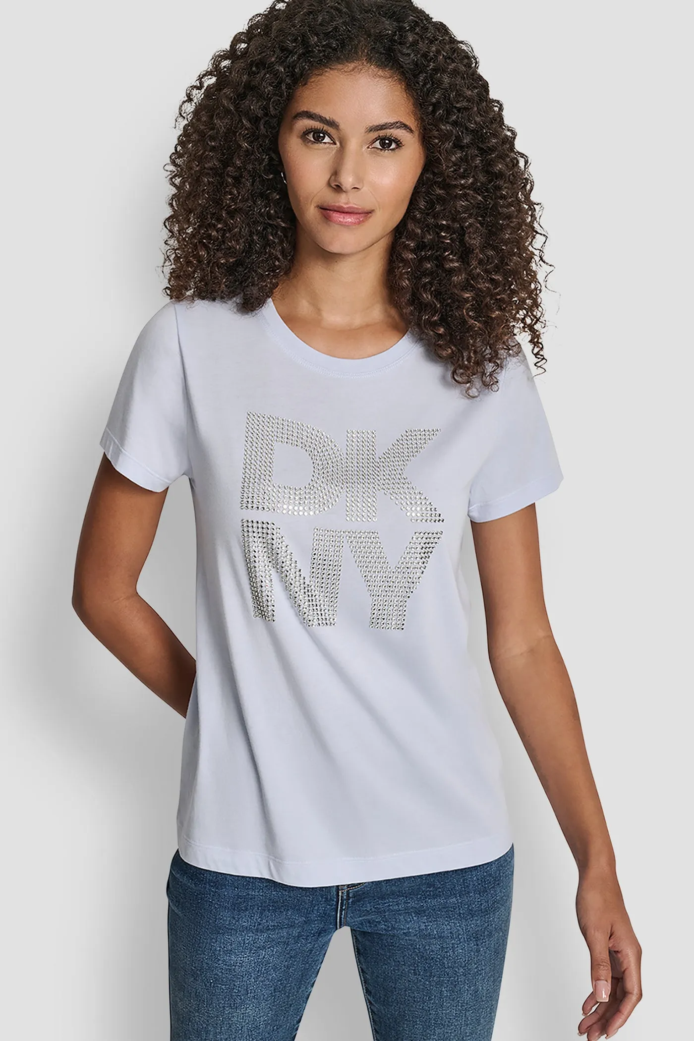DKNY STACKED RHINESTONE LOGO TEE sold by DKNY
