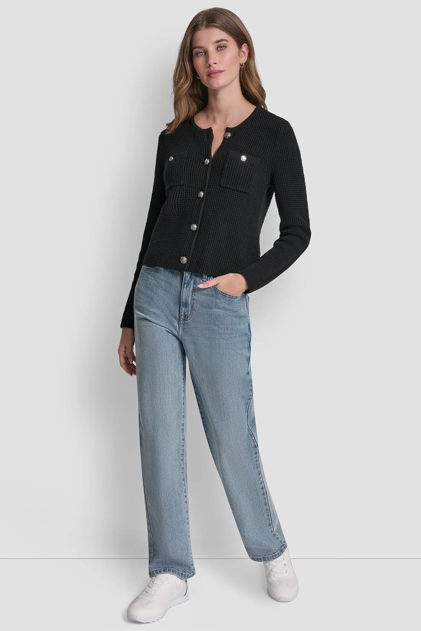TUCK STITCH CREW NECK CARDIGAN sold by DKNY product image thumbnail 4