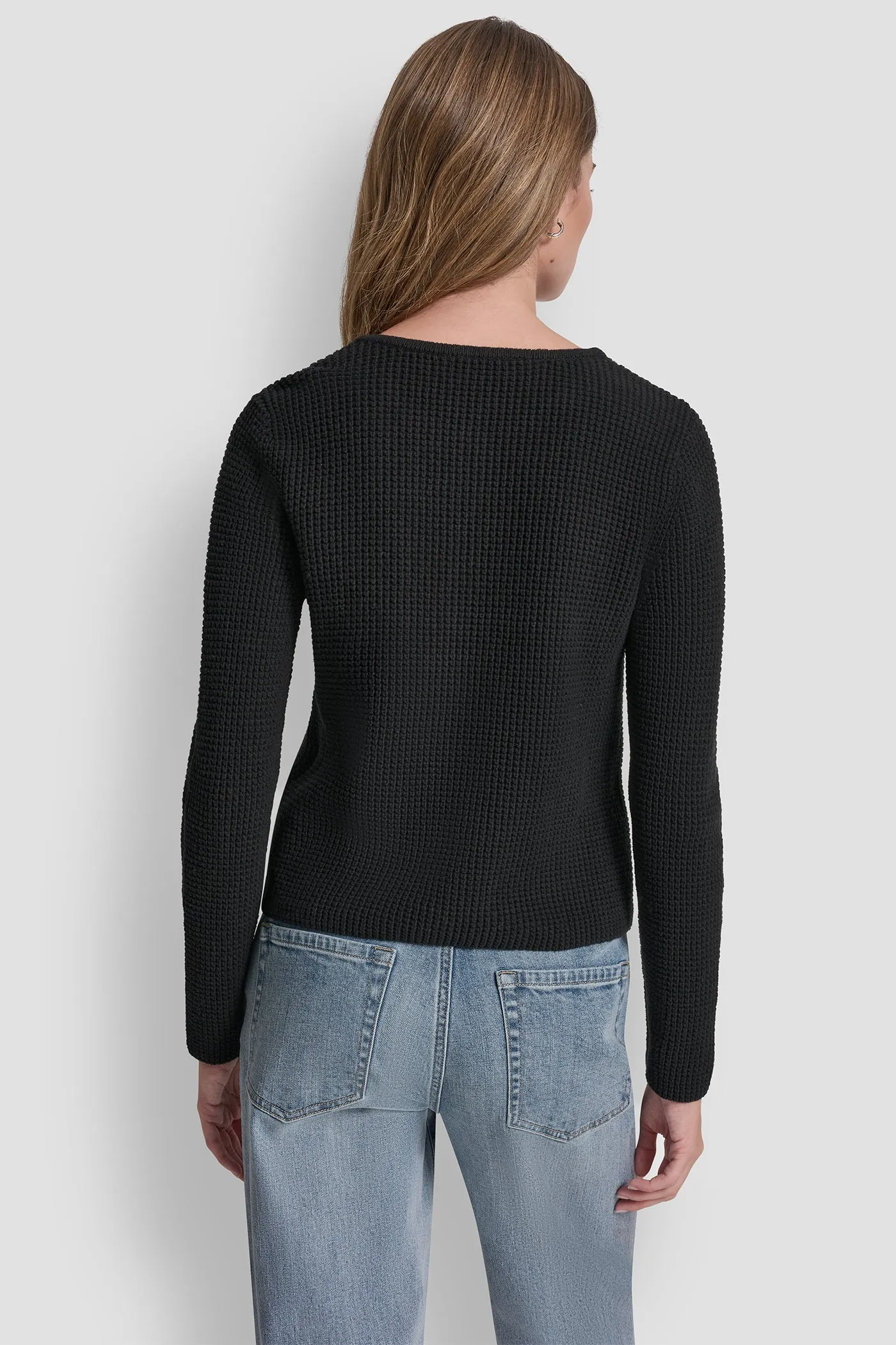 TUCK STITCH CREW NECK CARDIGAN sold by DKNY product image thumbnail 2