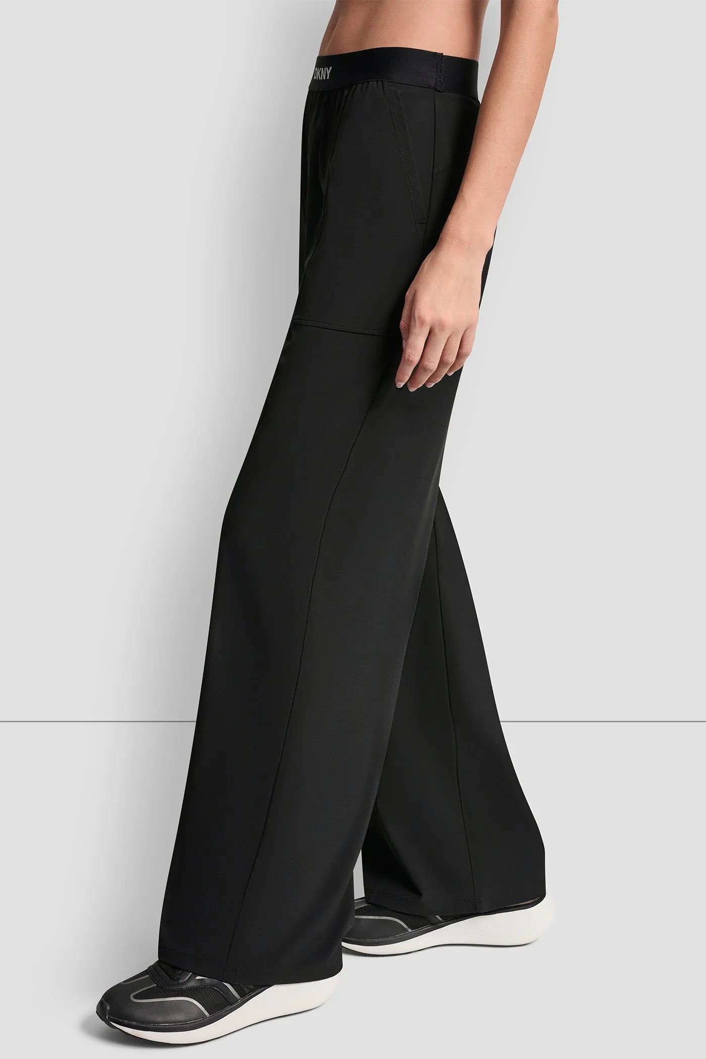 HIGH-RISE LOGO-WAIST WIDE-LEG PANT sold by DKNY product image thumbnail 4