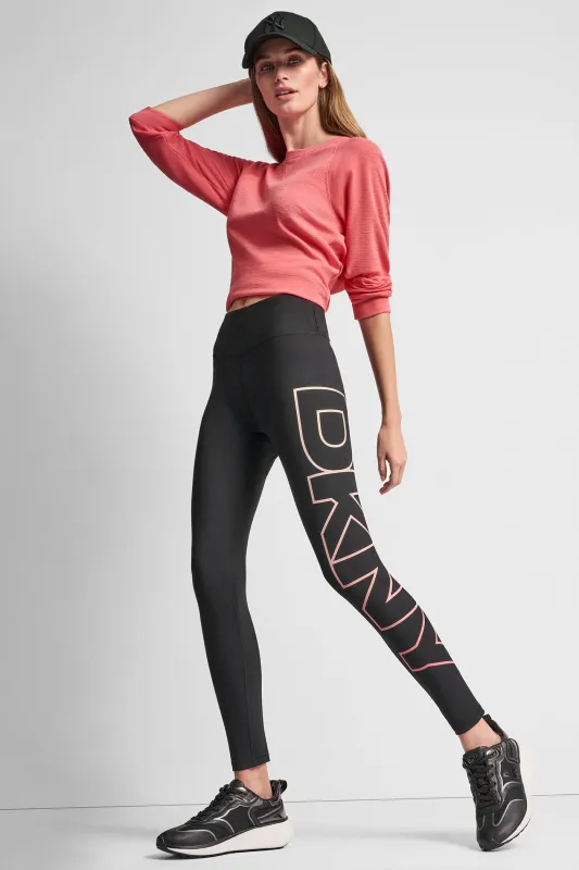 HIGH-RISE OMBRÉ LOGO 7/8-LENGTH LEGGING sold by DKNY
