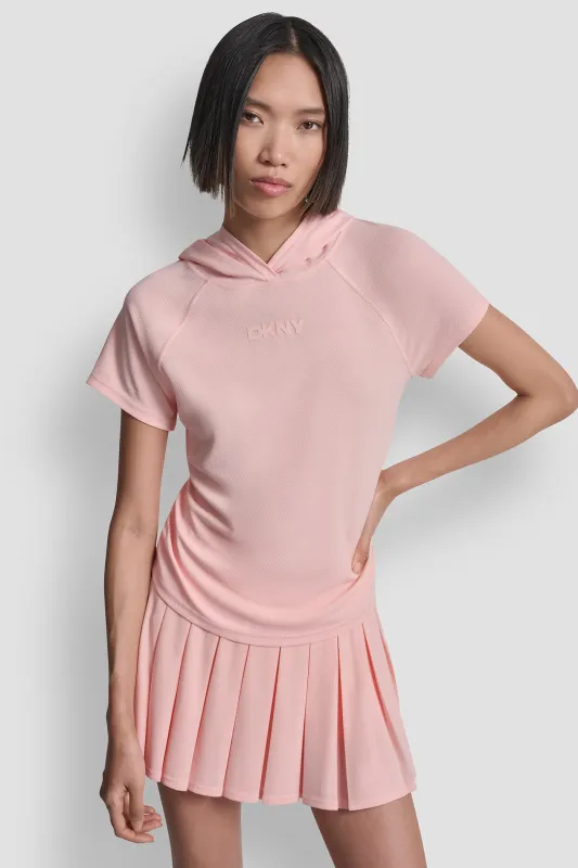 MESH HOODED LOGO TEE sold by DKNY