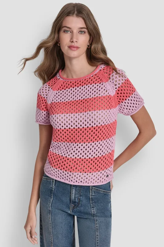 OPEN STITCH STRIPE SWEATER sold by DKNY