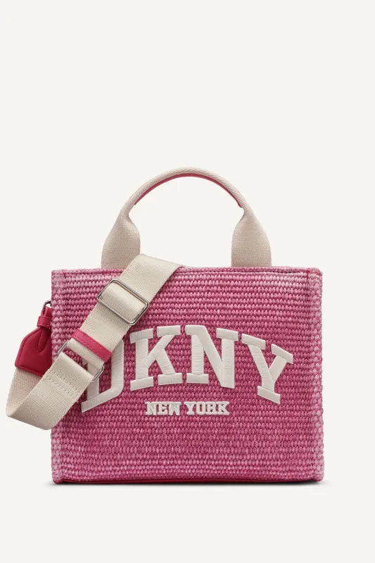 HADLEE SMALL STRAW LOGO TOTE sold by DKNY