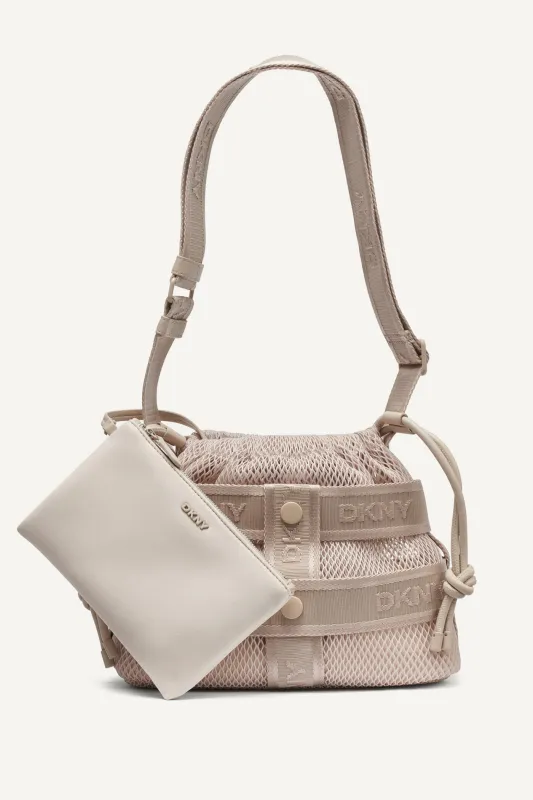 CHAYA MESH LOGO CROSSBODY BAG made by DKNY