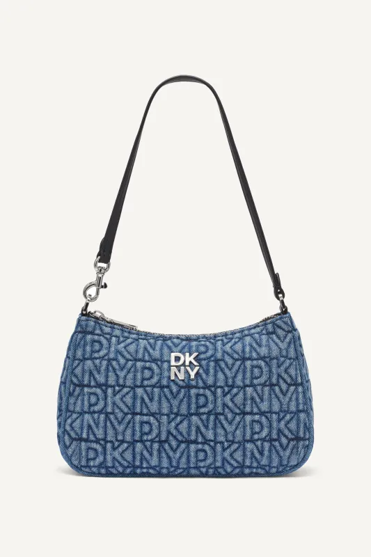 JENNY DENIM LOGO SHOULDER BAG sold by DKNY