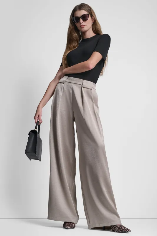 HIGH-RISE SATIN PLEATED WIDE-LEG PANT sold by DKNY