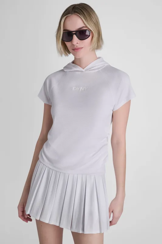 MESH HOODED LOGO TEE sold by DKNY