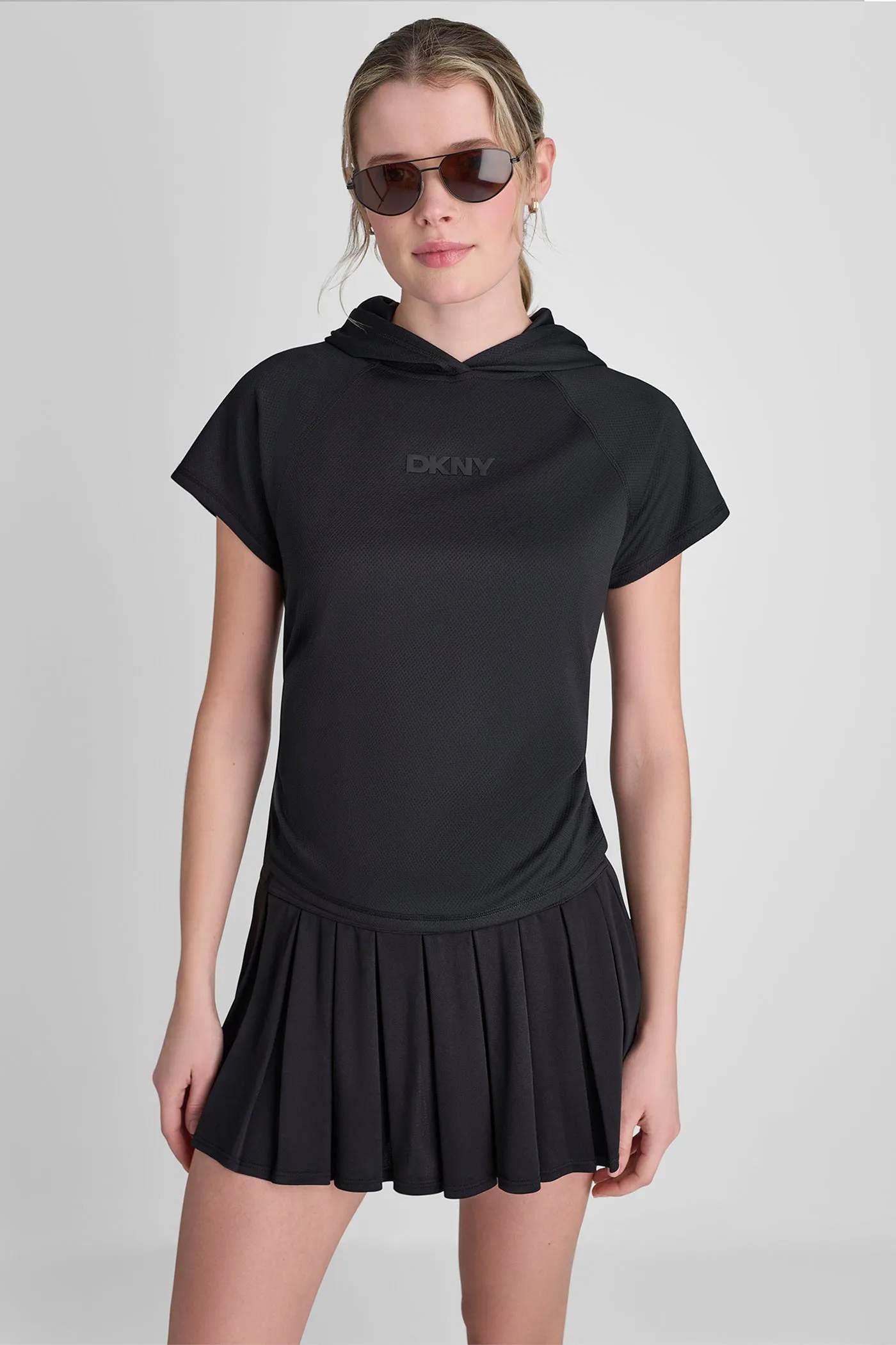 MESH HOODED LOGO TEE sold by DKNY