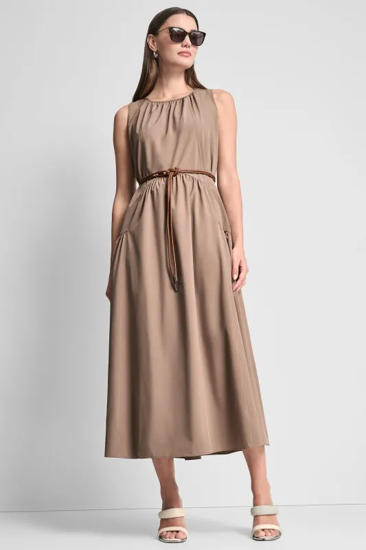 SLEEVELESS DROP-WAIST MIDI DRESS sold by DKNY