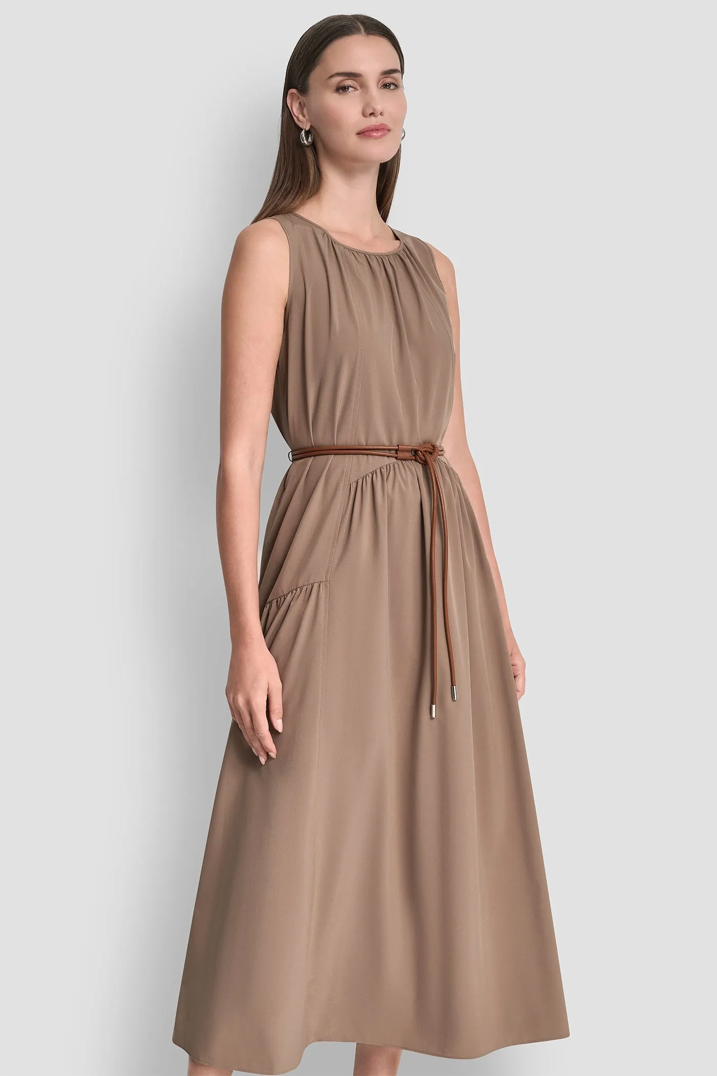 SLEEVELESS DROP-WAIST MIDI DRESS sold by DKNY product image thumbnail 4
