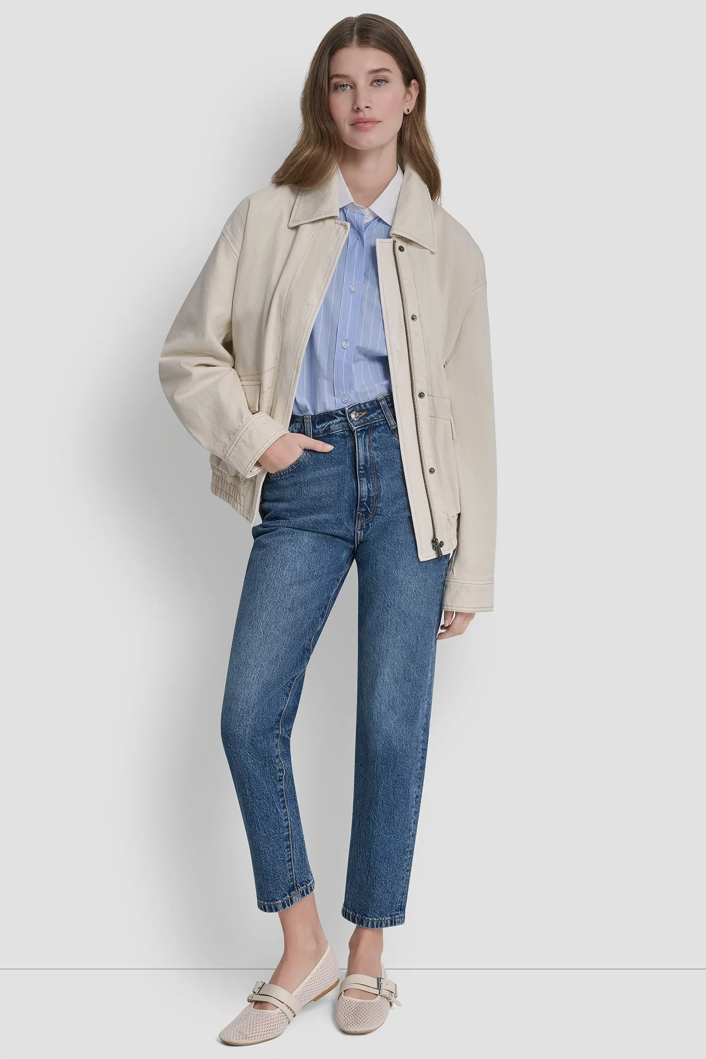 COLLARED FULL ZIP BOMBER JACKET sold by DKNY product image thumbnail 4