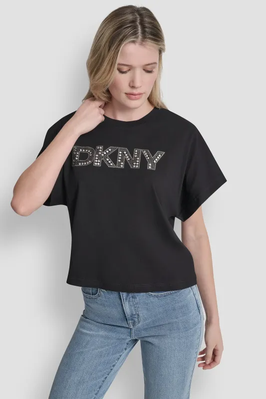 CRYSTAL LOGO TEE made by DKNY
